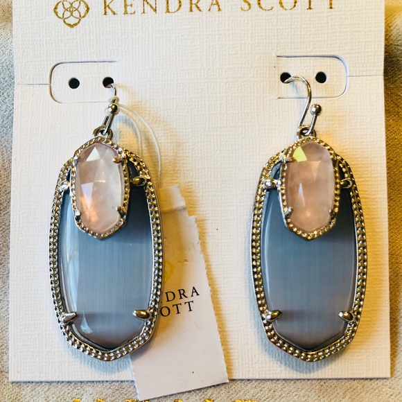 Kendra Scott Jewelry - NWT Kendra Scott Emmy Silver Slate & Rose Quartz😊
